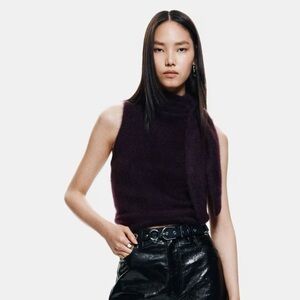 STYLISH MOHAIR-BLEND SCARF-COLLAR SWEATER TOP NWT SZ MEDIUM